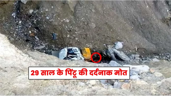 tipper falls into ditch Manali-Leh road